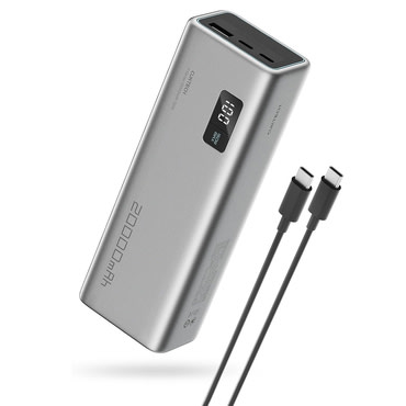 Power bank Cuktech "PB200P" 20000mAh 150W s USB-C kabelom i prikazivačem - gray