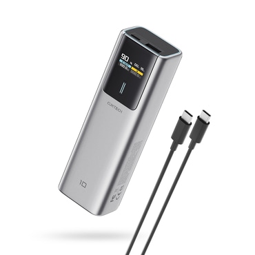 Power bank Cuktech "PB100P" 10000mAh 150W s USB-C kabelom i prikazivačem - gray