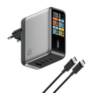 Stolni punjač Cuktech "AD1204U" 120W, 3x USB-C, sa zaslonom i upravljanjem na dodir - grey