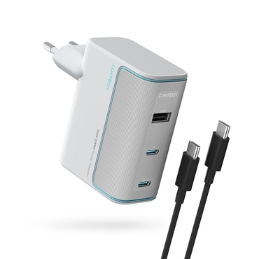 Zidni punjač Cuktech "AD1003EU" 100W, 2x USB-C, USB, GaN tehnologija - white