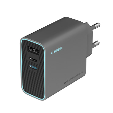 Zidni punjač Cuktech "AD653C EU" 65W, 2x USB-C, 1x USB-A, GaN tehnologija - grey