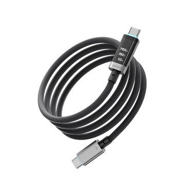 Punjač i podatkovni 240W USB-C na USB-C kabel Cuktech "CTC620P" digitalni prikazivač, 480Mbps, 2m - black