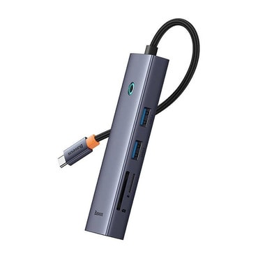 Hub postaja Baseus "UltraJoy" USB-C na HDMI - 2x USB-A, USB-C, RJ45, SD, TF, 4K pri 30Hz - space grey