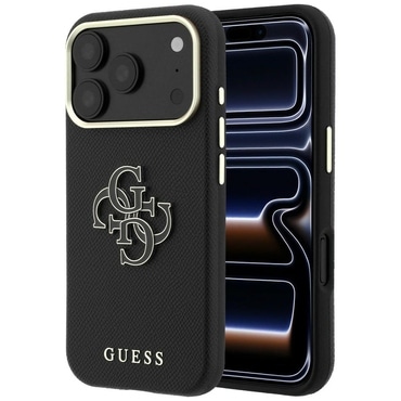 maskica Guess "Grained Leather i Big Resin Logo" za iPhone 17 Pro Max / 18 Pro Max - black