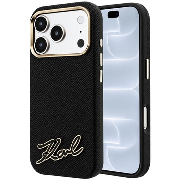 Premium maskica Karl Lagerfeld "Grained Leather with Resin Sign Logo MagSafe" za iPhone 17 Pro / 18 Pro - black