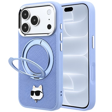 Premium maskica Karl Lagerfeld "Saffiano Ring Stand 360 C Pin" za iPhone 17 Pro / 18 Pro - light blue