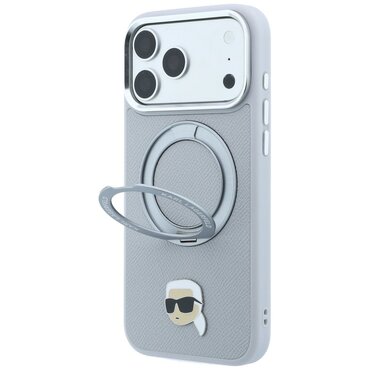 Premium maskica Karl Lagerfeld "Leather Ring Stand 360 C Pin" za iPhone 17 Pro / 18 Pro - grey