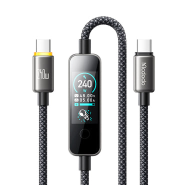 Punjač i podatkovni 240W USB-C na USB-C kabel Mcdodo "CA-8750" s TFT zaslonom - 1.2m - black
