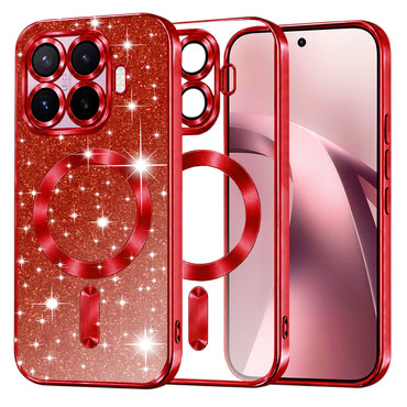 TPU gel maskica Techsuit "Luxury Glitter MagSafe" za Xiaomi 17T - red