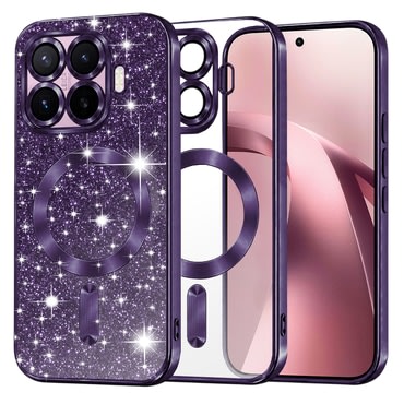 TPU gel maskica Techsuit "Luxury Glitter MagSafe" za Xiaomi 17T - deep purple