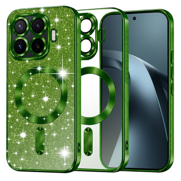 TPU gel maskica Techsuit "Luxury Glitter MagSafe" za Xiaomi 17T Pro - deep green