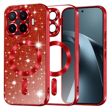 TPU gel maskica Techsuit "Luxury Glitter MagSafe" za Xiaomi 17T Pro - red