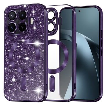 TPU gel maskica Techsuit "Luxury Glitter MagSafe" za Xiaomi 17T Pro - deep purple