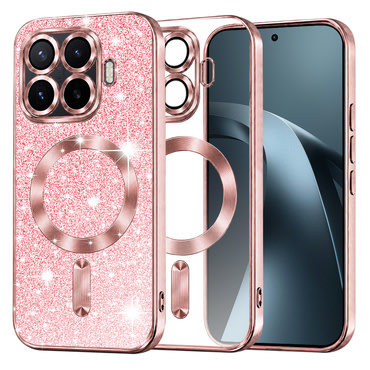 TPU gel maskica Techsuit "Luxury Glitter MagSafe" za Xiaomi 17T Pro - rose gold