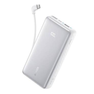 Power bank Anker "Zolo (A110DH21)" 10000mAh, 22.5W, s ugrađenim USB-C kabelom i digitalnim prikazivačem - white