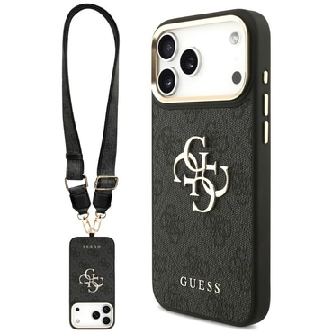 Maskica s remenom Guess "Big 4G Classic Logo and Big Strap Metal Buttons" za iPhone 17 Pro Max / 18 Pro Max - black