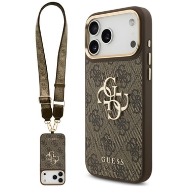 Maskica s remenom Guess "Big 4G Classic Logo and Big Strap Metal Buttons" za iPhone 17 Pro Max / 18 Pro Max - brown