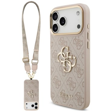 Maskica s remenom Guess "Big 4G Classic Logo and Big Strap Metal Buttons" za iPhone 17 Pro / 18 Pro - pink