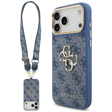 Maskica s remenom Guess "Big 4G Classic Logo and Big Strap Metal Buttons" za iPhone 17 Pro Max / 18 Pro Max / 18 Pro - blue