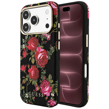 Maskica Guess "Blossom Roses Print MagSafe" za iPhone 17 Pro Max / 18 Pro Max - black