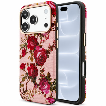 Maskica Guess "Blossom Roses Print MagSafe" za iPhone 17 Pro / 18 Pro - pink