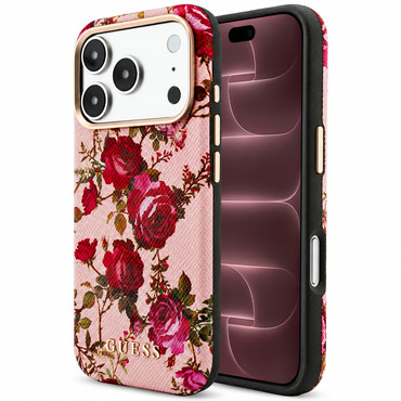 Maskica Guess "Blossom Roses Print MagSafe" za iPhone 17 Pro Max / 18 Pro Max - pink