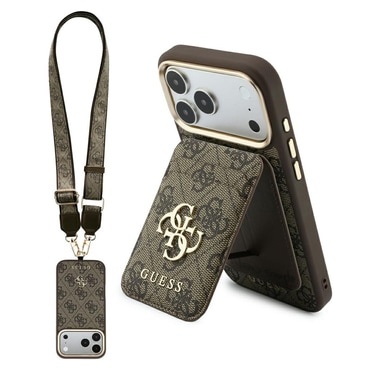 Maskica Guess "Hardcase 4G Cardslot and Big Strap MagSafe" za iPhone 17 Pro / 18 Pro - brown
