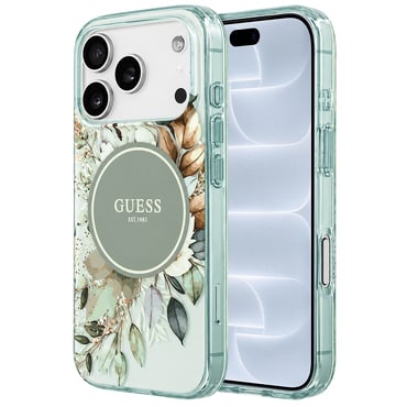 Maskica Guess "IML Flower & Tonal Circle MagSafe" za iPhone 17 Pro / 18 Pro - green