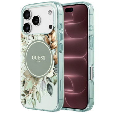 Maskica Guess "IML Flower & Tonal Circle MagSafe" za iPhone 17 Pro Max / 18 Pro Max - green