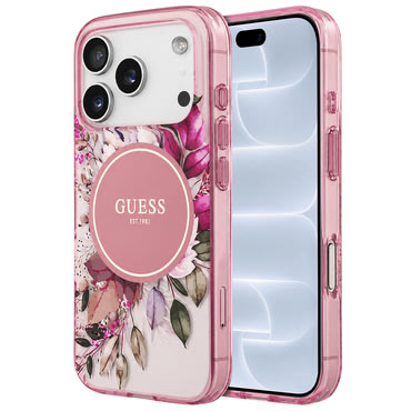 Maskica Guess "IML Flower & Tonal Circle MagSafe" za iPhone 17 Pro / 18 Pro - pink