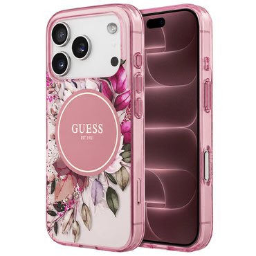 Maskica Guess "IML Flower & Tonal Circle MagSafe" za iPhone 17 Pro Max / 18 Pro Max - pink