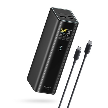 Power bank Cuktech "PB200U (CKPB200UGLGR)" 20000mAh 210W s 1.3" TFT zaslonom i 2x USB-C kabelom - black