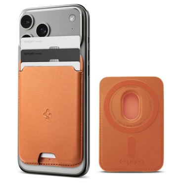 Magnetna torbica Spigen "Valentinus Wallet MagFit" za 3 kartice - metallic orange