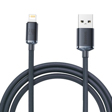 Punjač i podatkovni USB-A na Lightning kabel Baseus "Crystal Shine" - 2.4A - 480Mbps - 2m - black