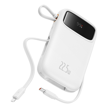 Power bank Baseus "Qpow Pro Plus" 20000mAh, 22.5W, s Lightning, 2x USB-C i USB - white