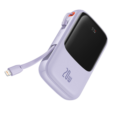 Power bank Baseus "Qpow Pro (PPQD030005)" 20000mAh 20W s USB-C i Lightning kabelom - purple