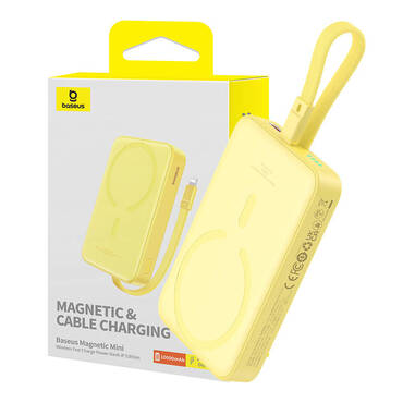 Power bank Baseus "Magnetic Mini" 10000mAh s MagSafe, 20W - yellow