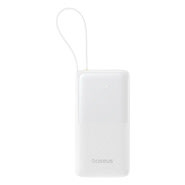 Power bank Baseus "Bipow 2" 10000mAh s ugrađenim USB-C kabelom i pametnim prikazivačem, 20W - white