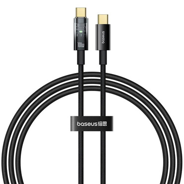 Punjač i podatkovni 100W USB-C na USB-C kabel Baseus "Explorer" - 480Mbps - 1m - cluster black