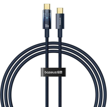 Punjač i podatkovni 100W USB-C na USB-C kabel Baseus "Explorer" - 480Mbps - 1m - deepsea blue