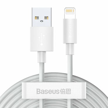 (2-pack) Punjač i podatkovni USB-A na Lightning kabel Baseus "TZCALZJ-02" - 480Mbps - 1.5m - white