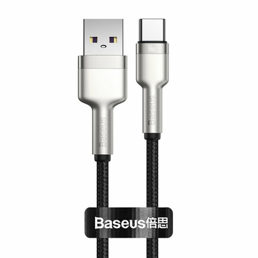Punjač i podatkovni 66W USB-A na USB-C kabel Baseus "Cafule Series Metal" - 480Mbps - 25cm - black
