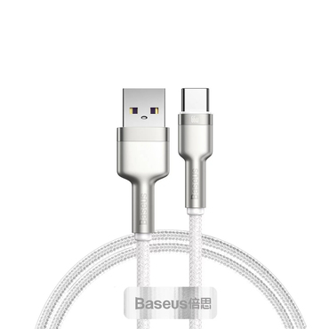 Punjač i podatkovni 66W USB-A na USB-C kabel Baseus "Cafule Series Metal" - 480Mbps - 1m - white