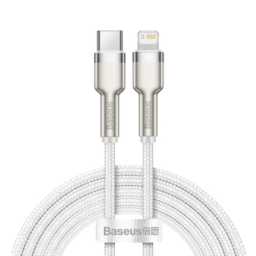 Punjač i podatkovni 20W USB-C na Lightning kabel Baseus "Cafule Series Metal" - 480Mbps - 2m - white