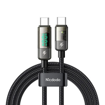 Punjač i podatkovni 100W USB-C na USB-C kabel Mcdodo "CA-3610" - digitalni prikazivač - 1.2m - black