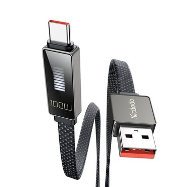Punjač i podatkovni 100W USB-A na USB-C kabel Mcdodo "Rythm Series CA-4980" - 6A - LED prikazivač - 1.2m - black