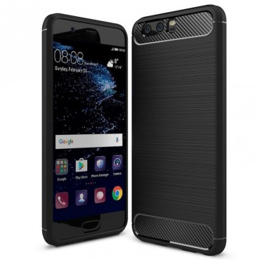 TPU gel maska "Brushed Carbon" za Huawei P10 - crna