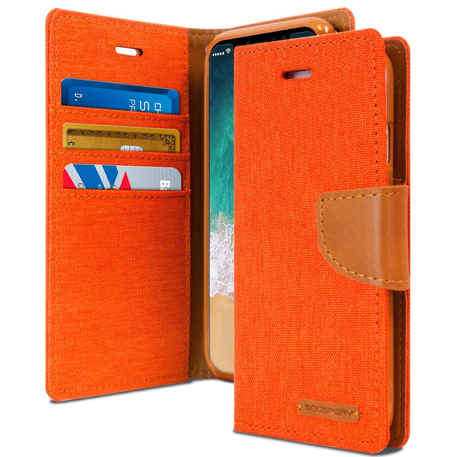 Torbica Goospery Canvas Diary za iPhone X / XS - narančasta