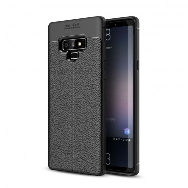 Elegantna gel maska Elite Guard s teksturom kože i zaštitom rubova za Samsung Galaxy Note 9 - obsidian black