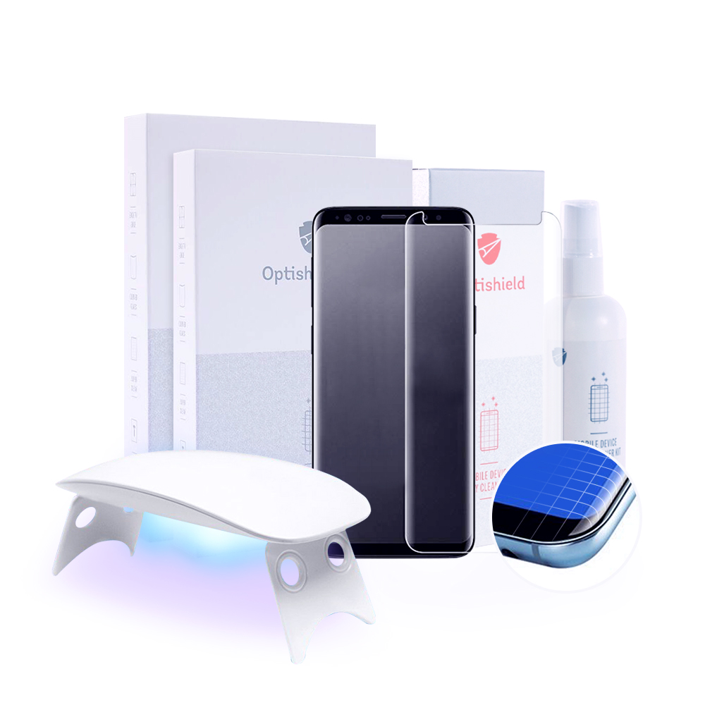 2-Pack premium zaštitnih stakla Optishield Lux i UV lampica za Samsung Galaxy S9